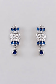 White Finish Faux Diamond & Sapphire Choker Necklace Set