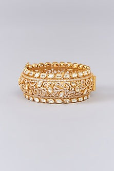 Gold Finish Moissanite Polki Kada