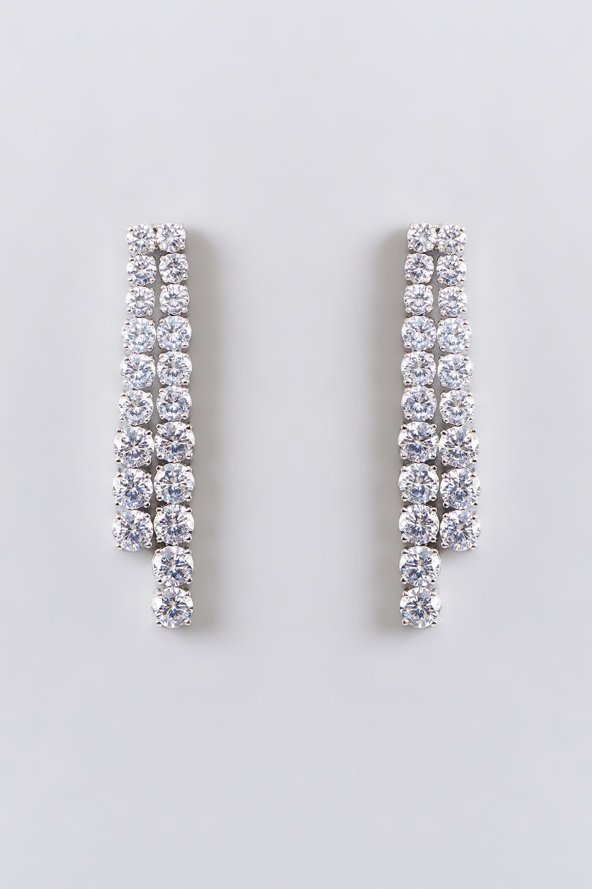 White Finish Diamond Layered Necklace Set