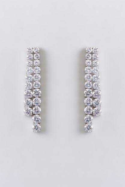 White Finish Diamond Layered Necklace Set