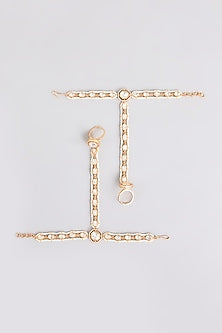 Gold Finish Kundan Polki Hathphool (Set Of 2)