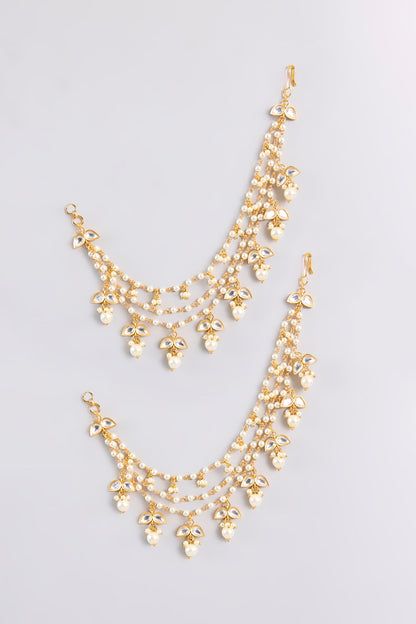 Gold Finish Kundan Polki Earchains