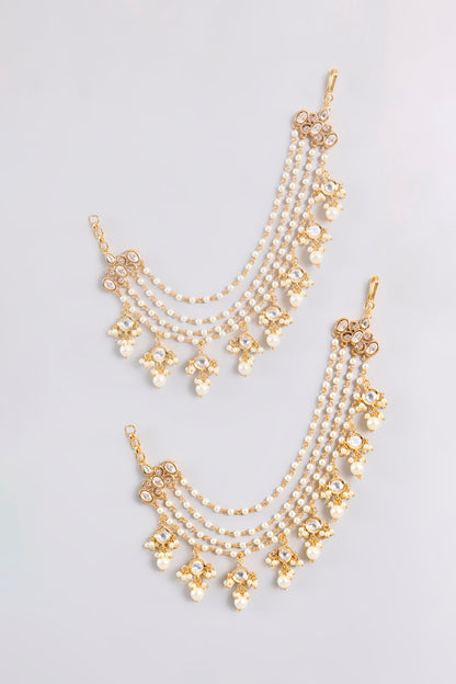 Gold Finish Kundan Polki Earchains