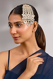Gold Finish Kundan Polki & Pearl Passa