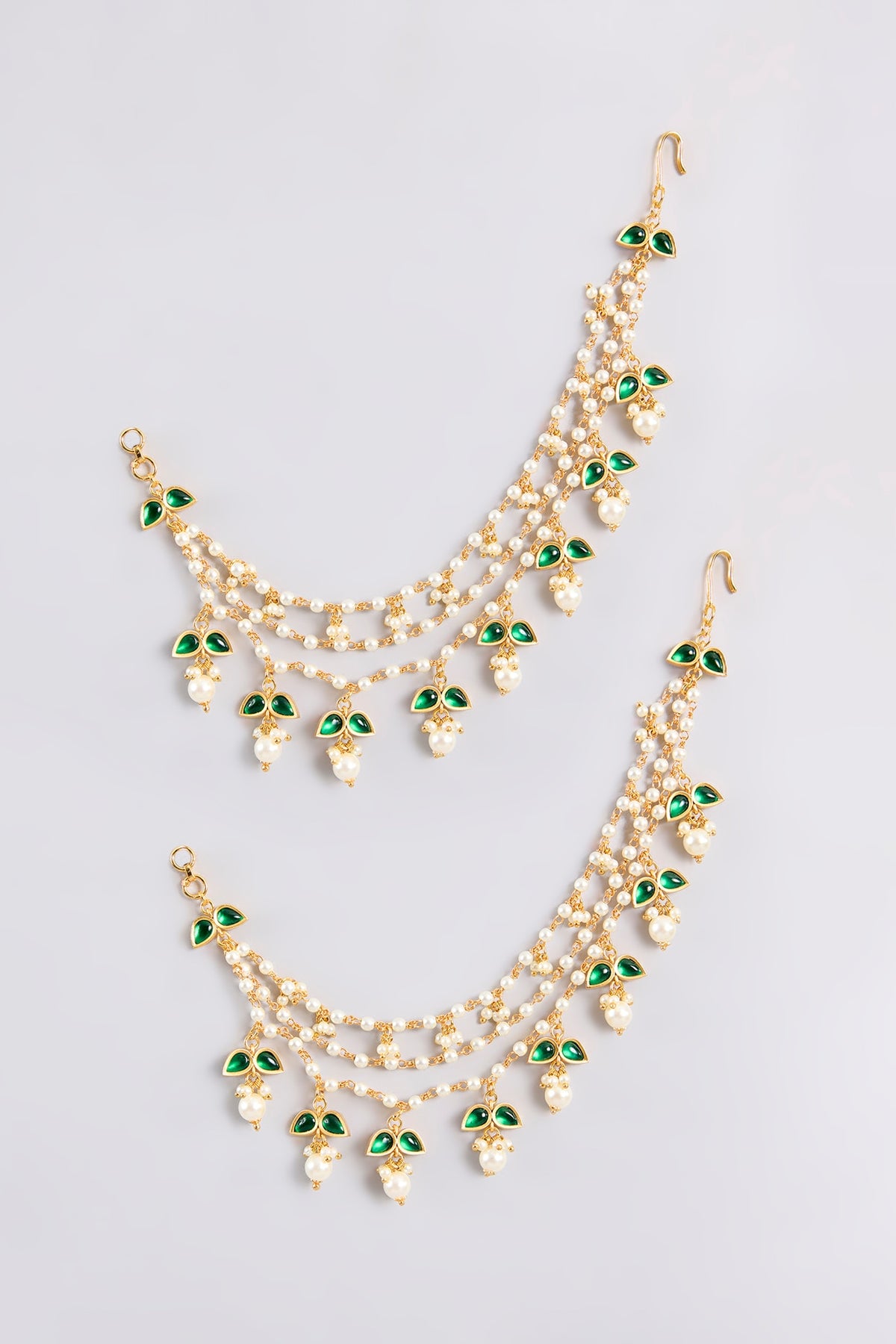 Gold Finish Kundan Polki Earchains