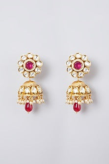 Gold Plated Kundan Polki & Ruby Choker Necklace Set