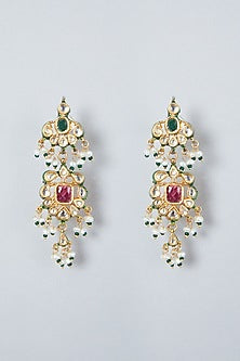 Gold Plated Kundan Polki & Pearl Necklace Set