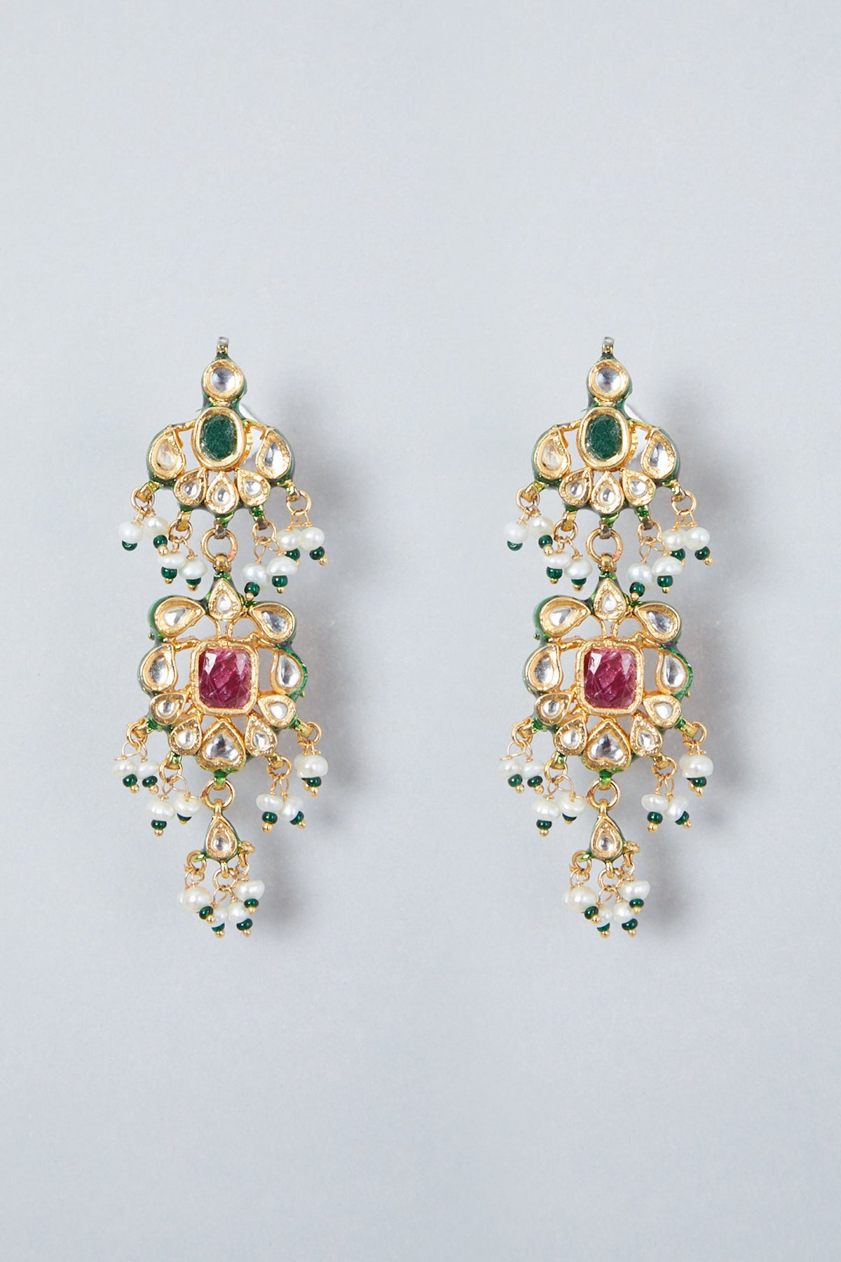 Gold Plated Kundan Polki & Pearl Necklace Set