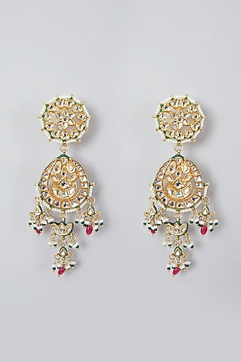 Gold Plated Kundan Polki & Ruby Stone Necklace Set