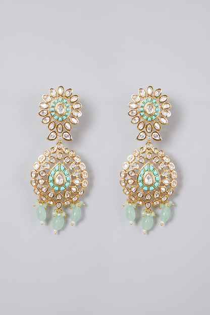 Gold Plated Kundan Polki & Beaded Necklace Set