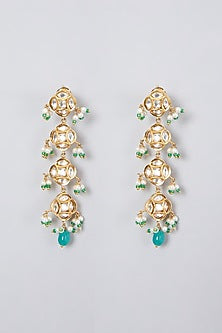 Gold Plated Kundan Polki & Green Beaded Choker Necklace Set