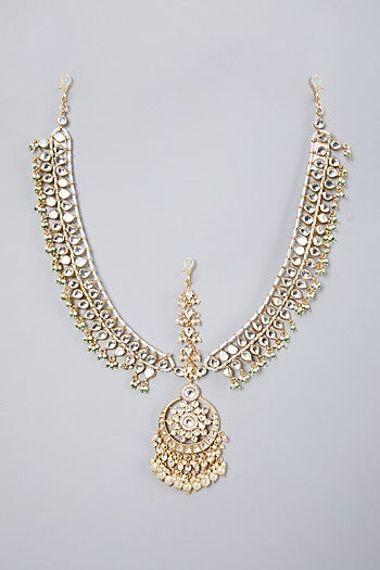 Gold Plated Kundan Polki & Pearl Matha Patti