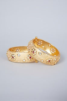 Gold Plated Kundan Polki & Pearl Kadas