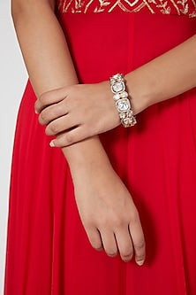 White Finish Kundan Polki & Diamond Kada