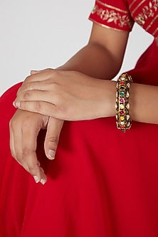 Gold Plated Kundan Polki & Navratna Kada