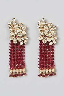 Gold Finish Ruby Stone Dangler Earrings