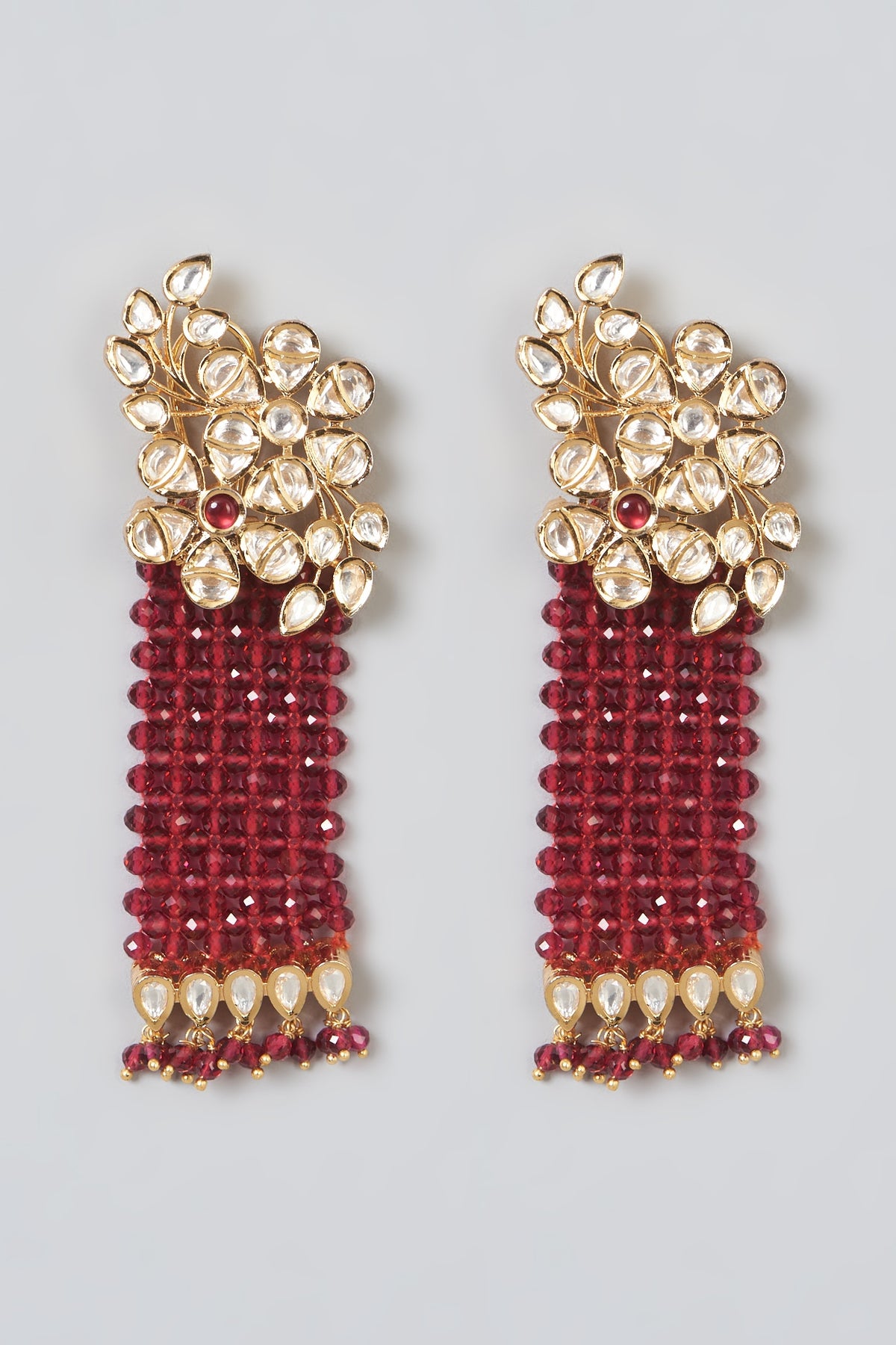 Gold Finish Ruby Stone Dangler Earrings