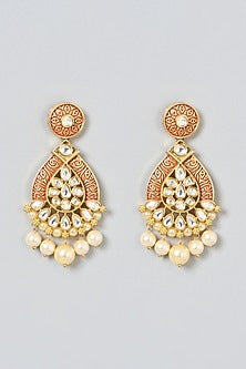 Gold Plated Meenakari Kundan Polki Dangler Earrings