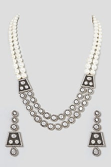 Black Rhodium Finish Cz Stone Necklace Set