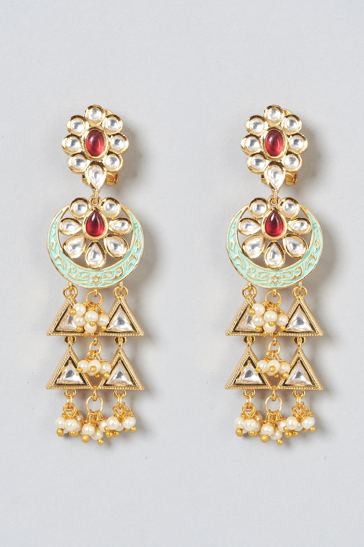 Gold Finish Green Meenakari Kundan Polki Choker Necklace Set