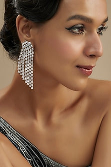 White Finish Diamond Dangler Earrings