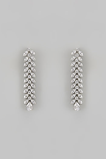 White Finish Diamond Necklace Set