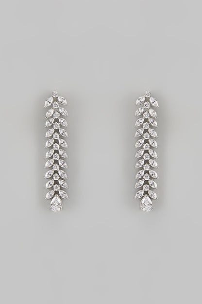 White Finish Diamond Necklace Set