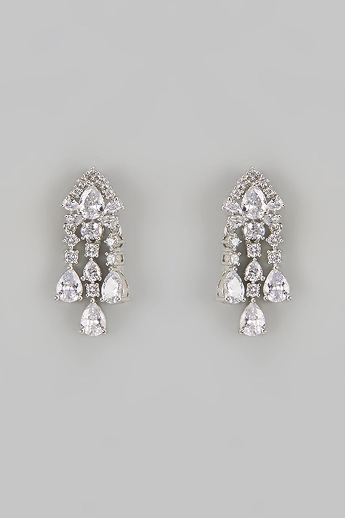 White Finish Diamond Necklace Set