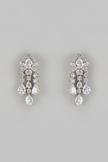 White Finish Diamond Necklace Set
