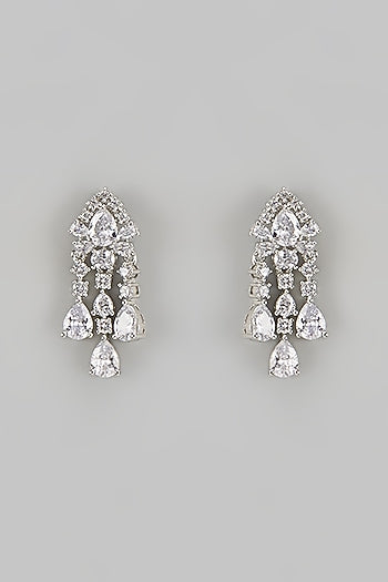 White Finish Diamond Necklace Set