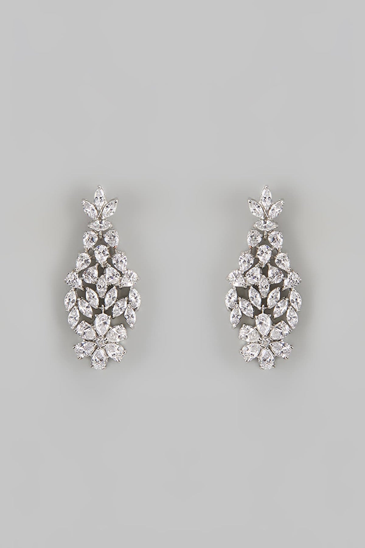 White Finish Diamond Floral Necklace Set