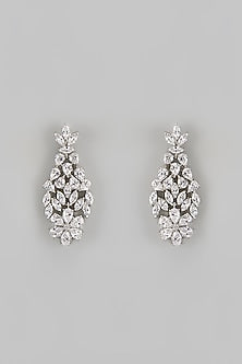 White Finish Diamond Floral Necklace Set