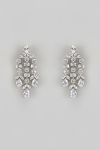 White Finish Diamond Layered Necklace Set