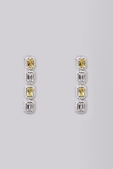 White Finish Diamond & Yellow Stone Choker Necklace Set