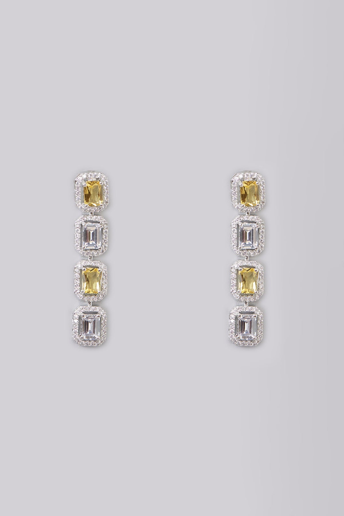 White Finish Diamond & Yellow Stone Choker Necklace Set
