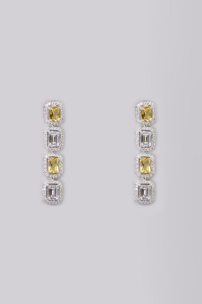 White Finish Diamond & Yellow Stone Choker Necklace Set