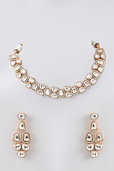 Gold Finish Kundan Polki Choker Necklace Set