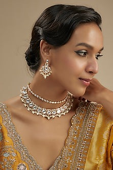 Gold Plated Kundan Polki Necklace Set