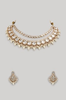 Gold Plated Kundan Polki Necklace Set