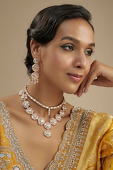 Gold Plated Kundan Polki Necklace Set