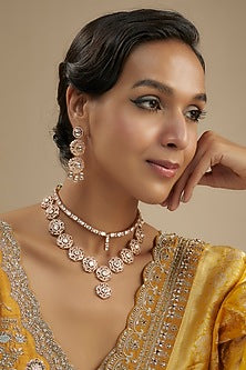 Gold Plated Kundan Polki Necklace Set