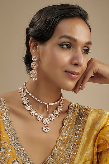 Gold Plated Kundan Polki Necklace Set