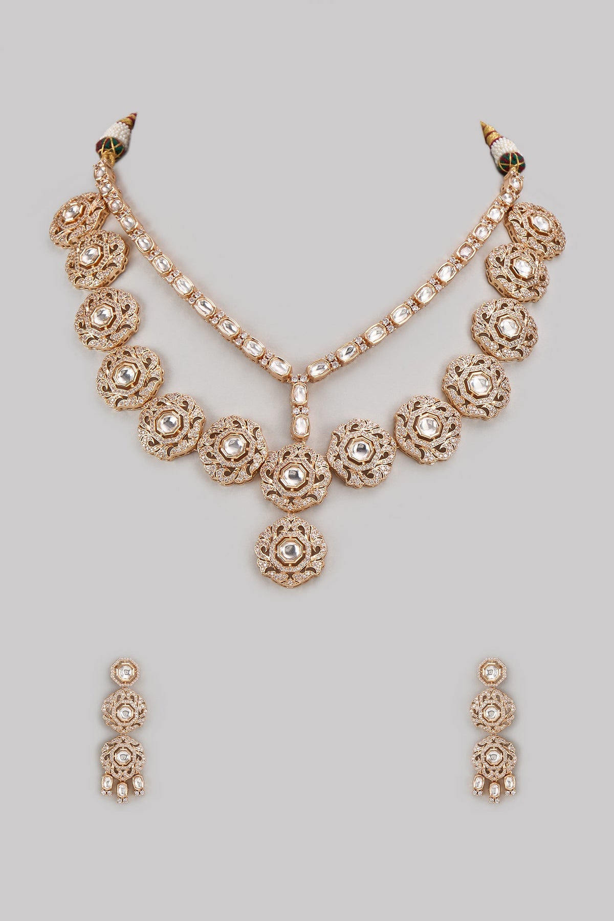 Gold Plated Kundan Polki Necklace Set