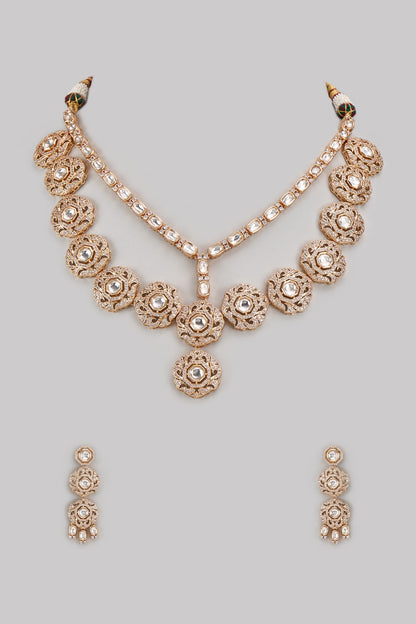 Gold Plated Kundan Polki Necklace Set