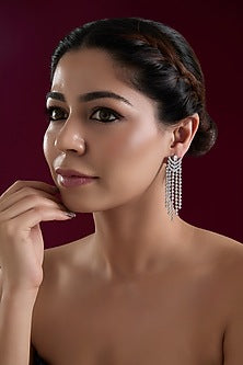 White Finish Diamond Dangler Earrings