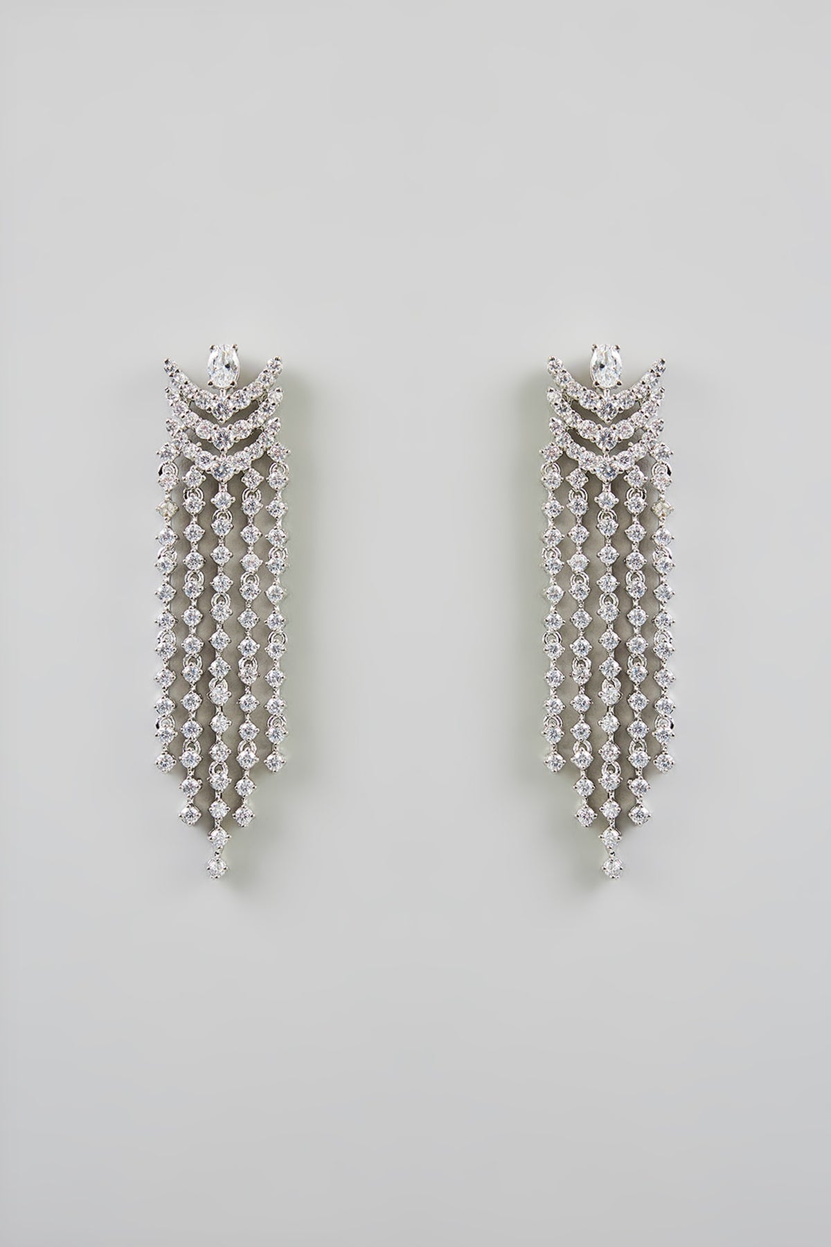 White Finish Diamond Dangler Earrings