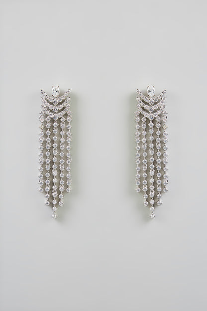 White Finish Diamond Dangler Earrings
