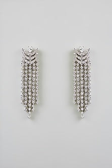 White Finish Diamond Dangler Earrings