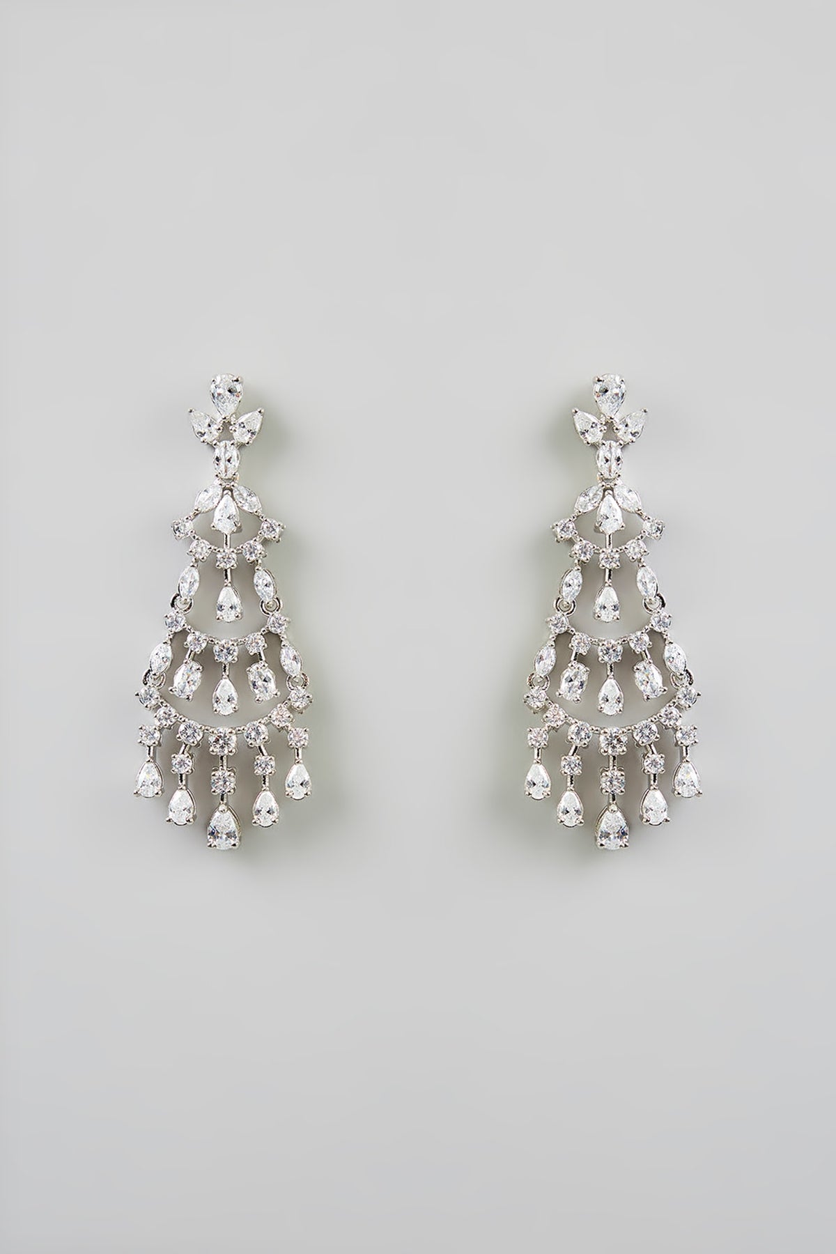White Finish Diamond Dangler Earrings
