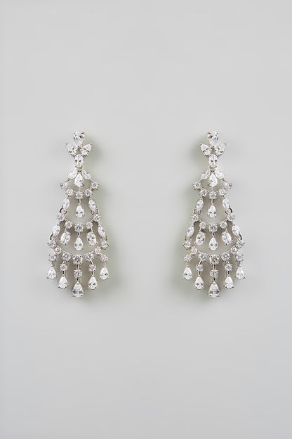 White Finish Diamond Dangler Earrings
